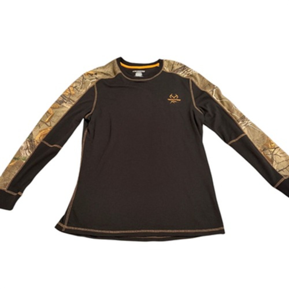 Realtree Thermal Long Sleeve Shirt Camo Mens Large Black Crew Neck Xtra Preowned